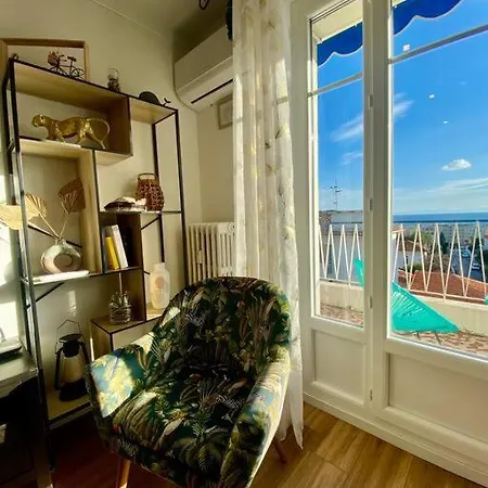 2p Vue Mer- 5min Plage, Terrasse, Ac, Parking 아파트 니스